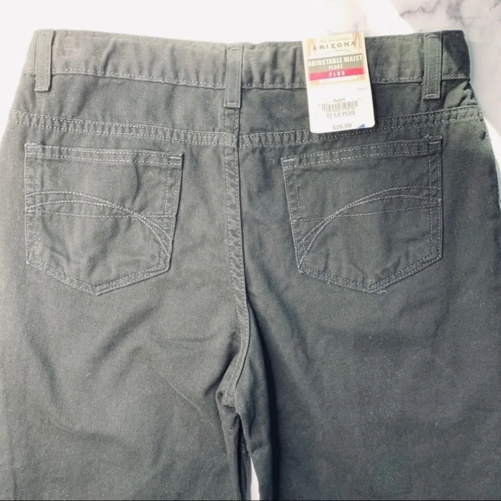 Arizona Adjustable Waist Black Flare Jeans Plus Sz